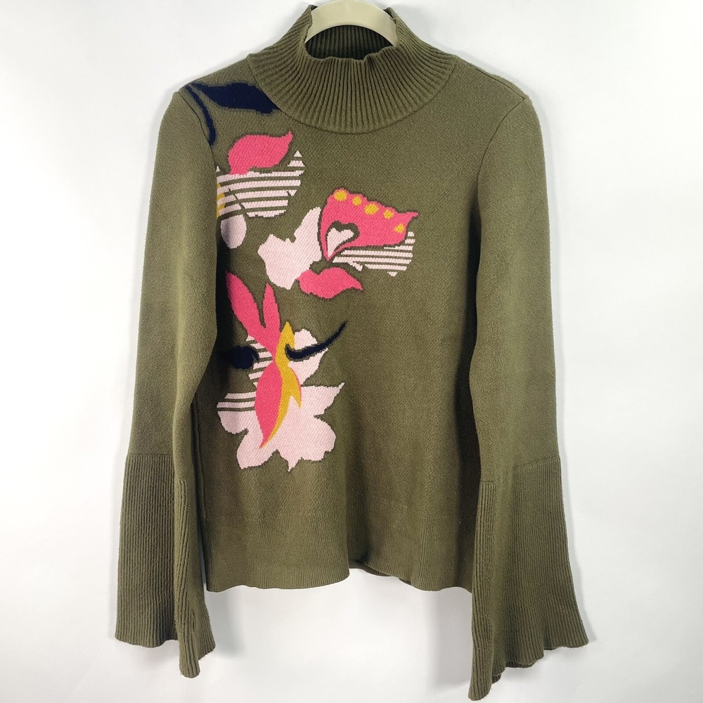 Knitted‎ & Knotted Anthropologie Lileas Sweater Women's XS Green Turtleneck